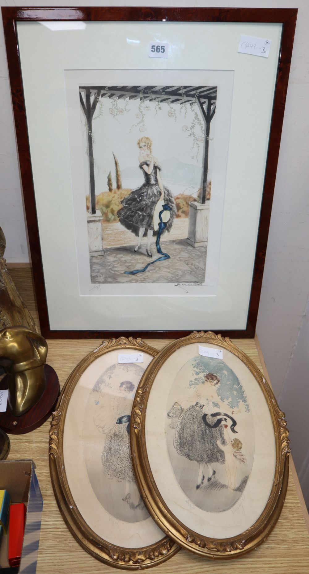 Charles Naillord (1876-1941), drypoint etching, The Trellis, signed and numbered 1/350, 42 x 28cm and three other Boudoir etchings